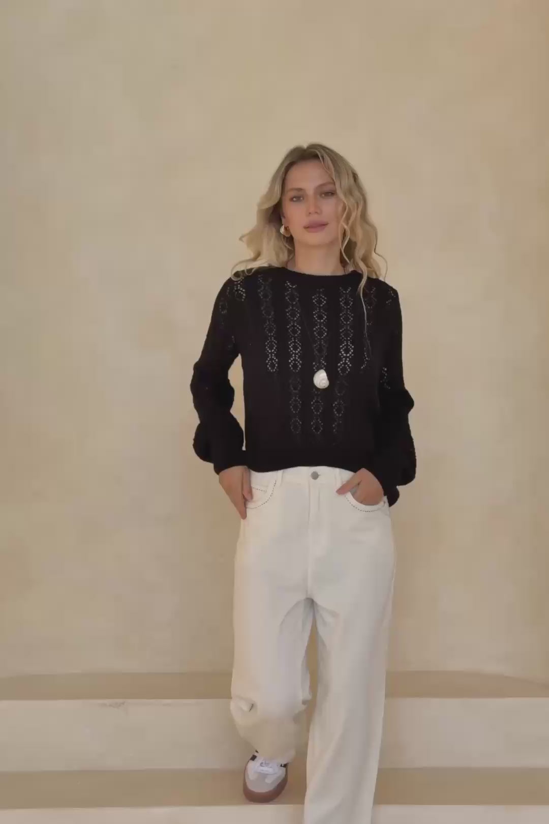 Kinsley Black Pointelle Knit