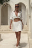 Nessa White Lace Trim Wrap Mini Skirt