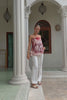 Tarielle Red Brown Floral Strapless Top
