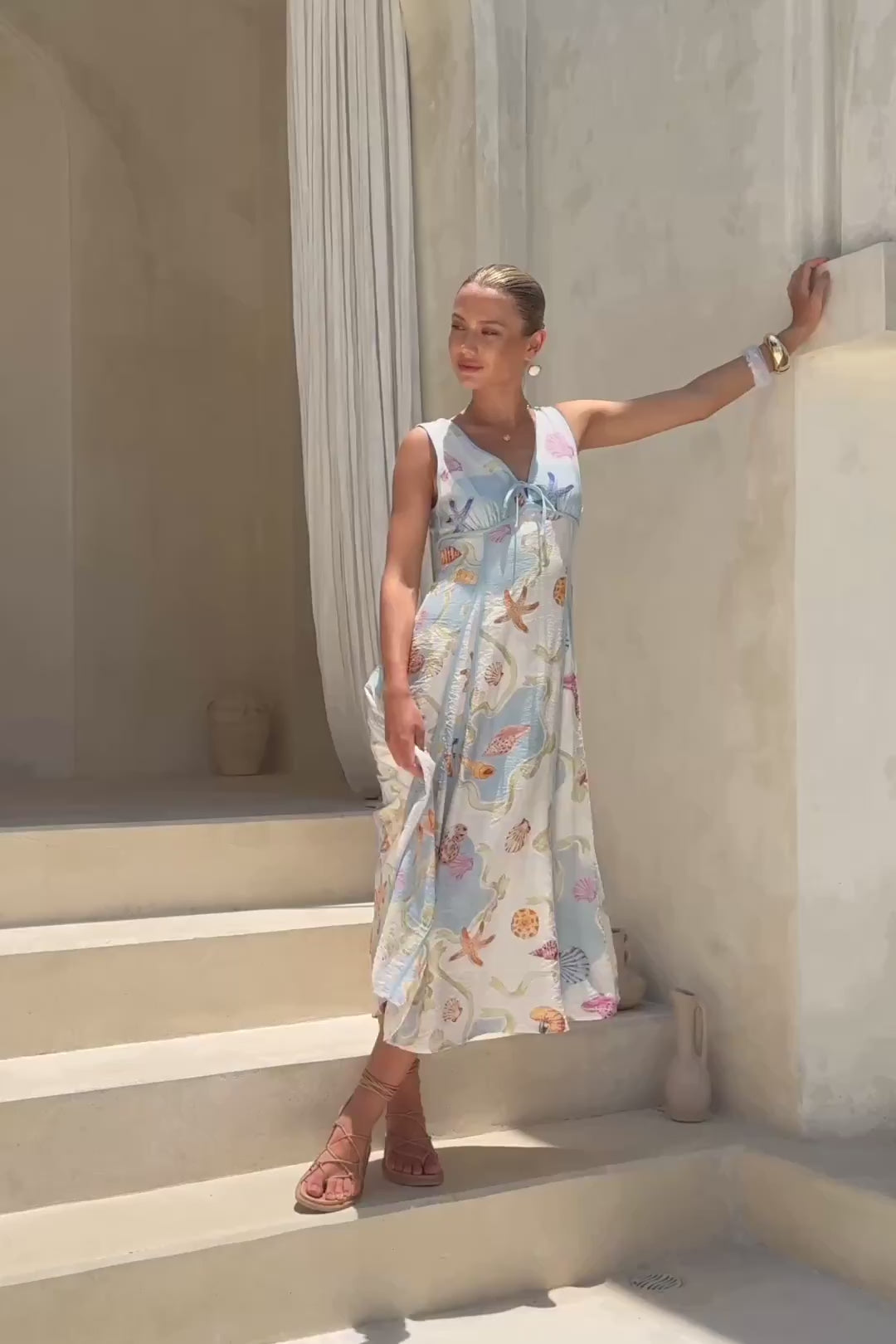 Neri Shells Multicolour Abstract Contrast Maxi Dress