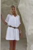 Teya White Pleat Detail Ramie Mini Dress