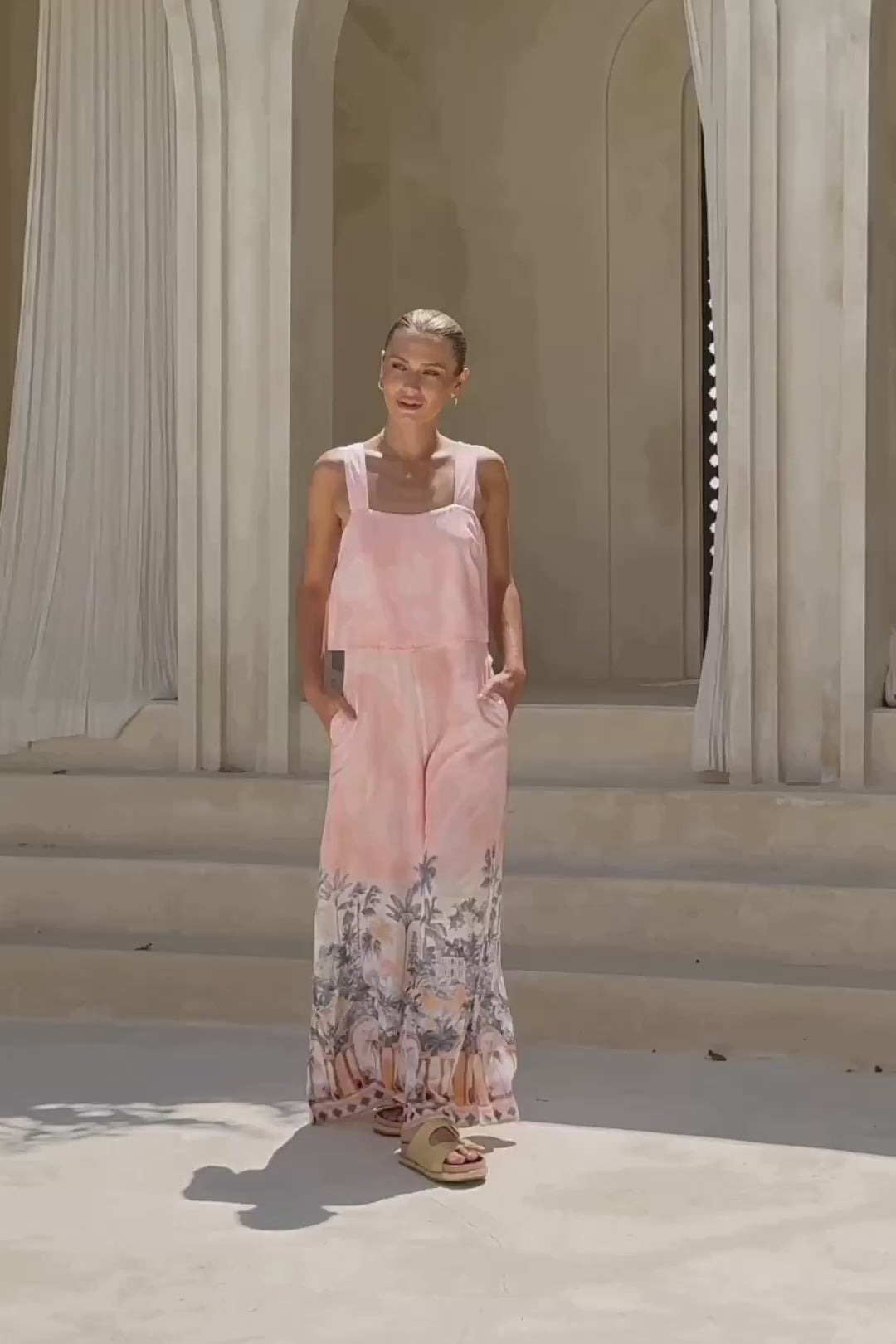Marzella Pink Tropical Jumpsuit