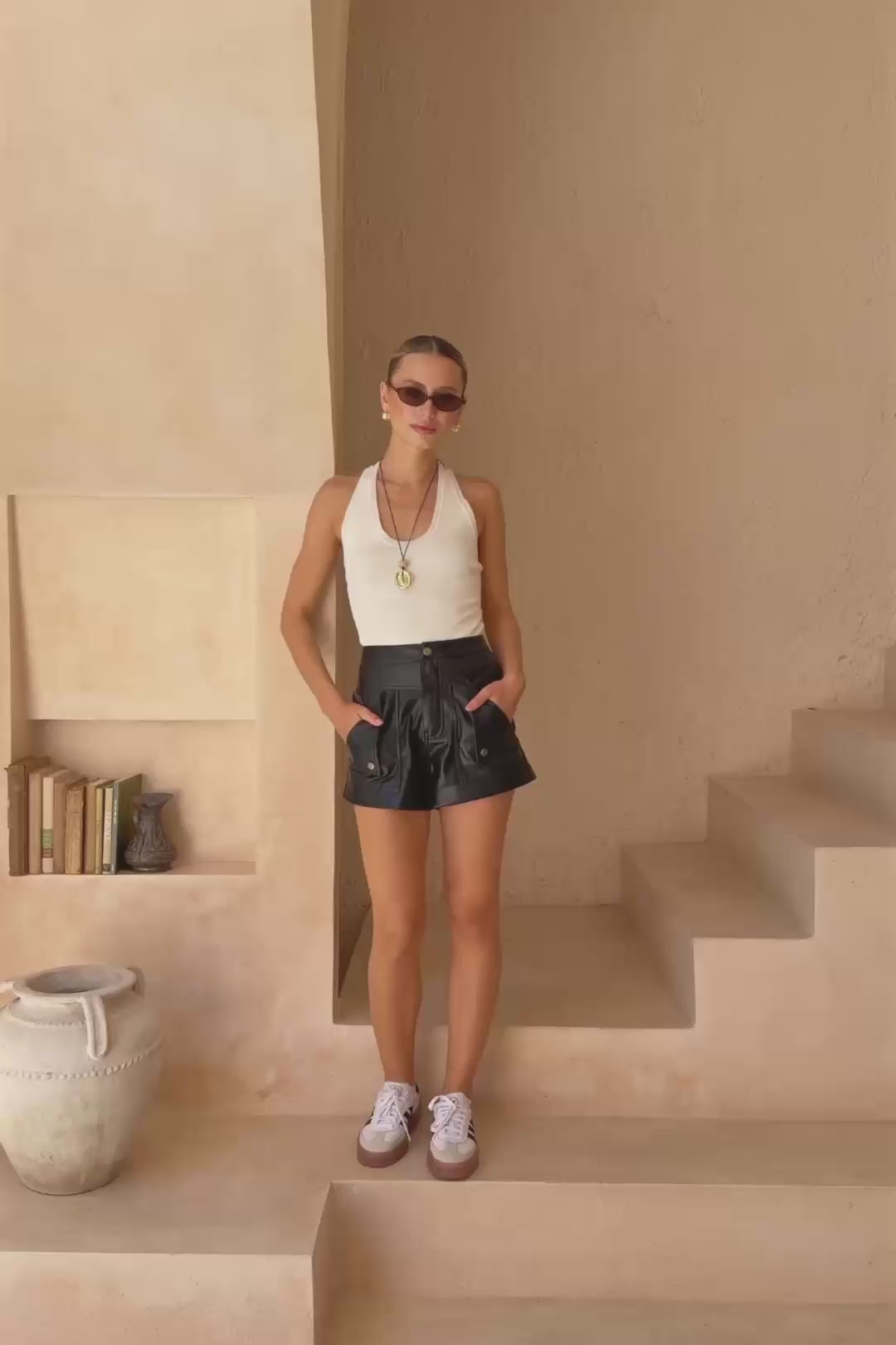 Orin Black PU Shorts