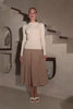Hana Brown Pleated Knit Midi Skirt