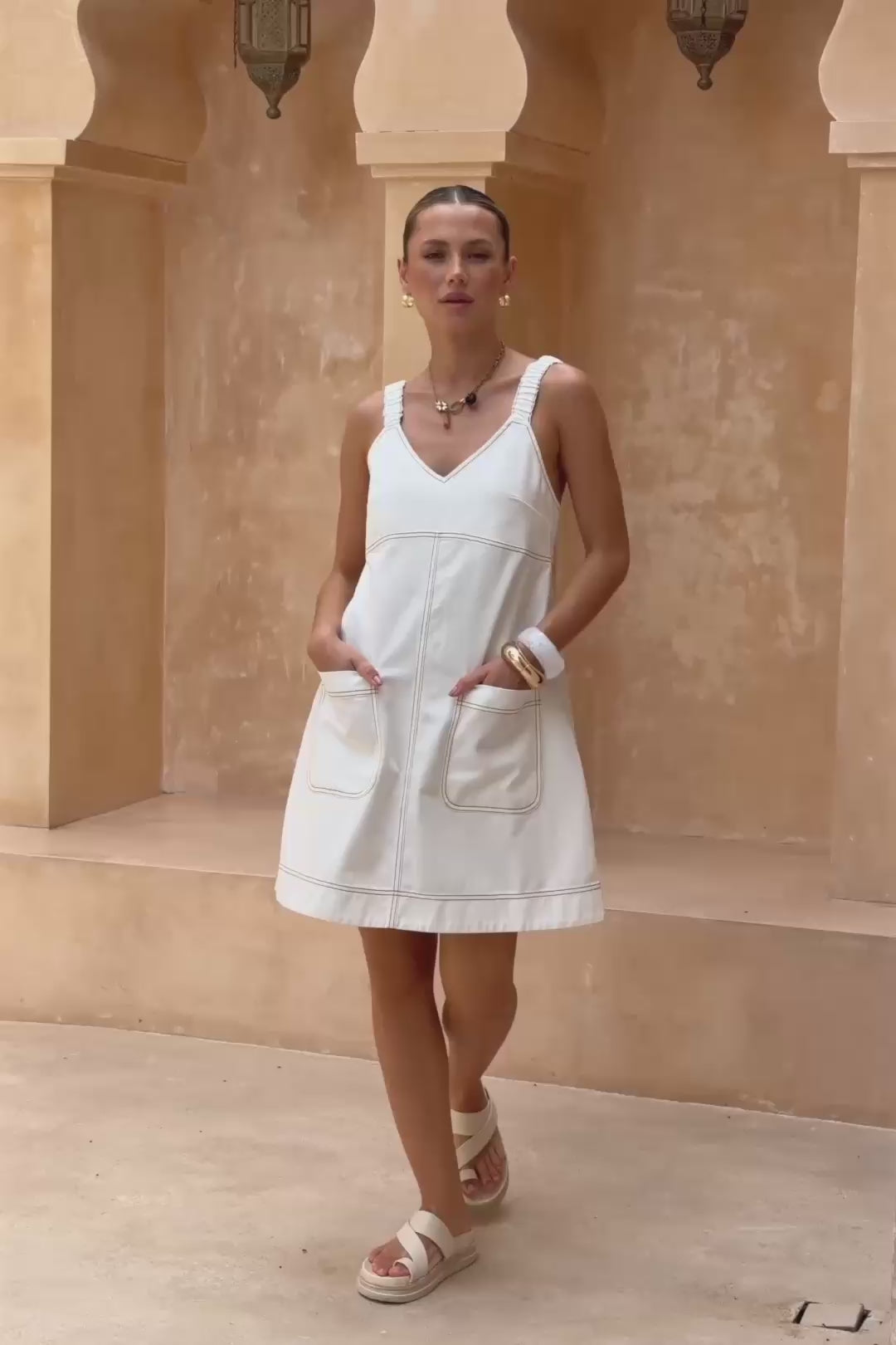 Rina White Denim Mini Dress