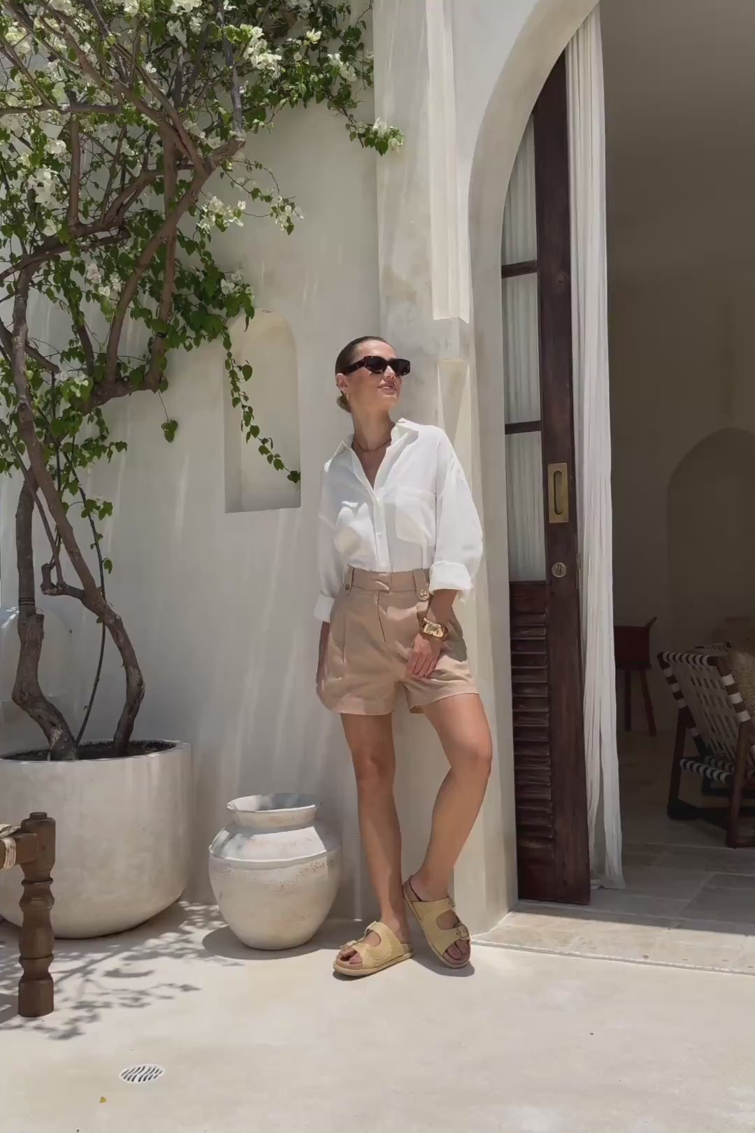 Sora Camel Tailored Shorts