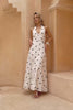 Lydie White Black Polka Dot Halter Neck Maxi Dress