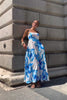 Aiselle Blue Floral Flared Maxi Dress