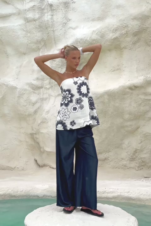 Josefin Navy Blue Drawstring Pants
