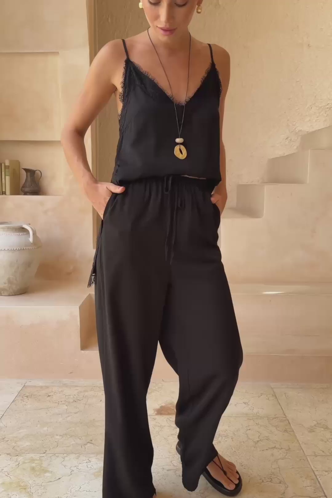 Kiara Black Drawstring Pants