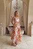 Reya Orange Floral Beaded Flared Maxi Dress
