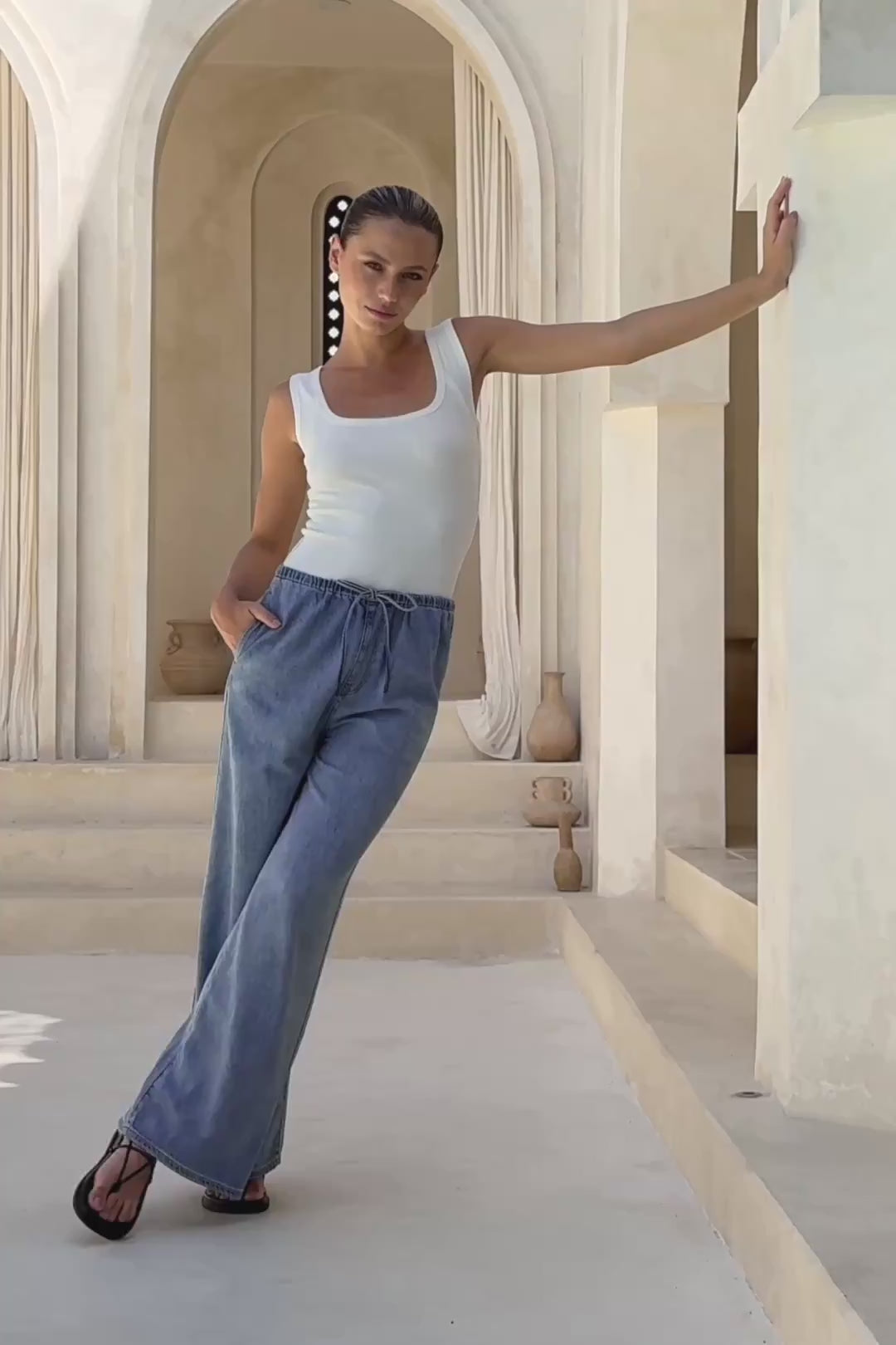 Knox Blue Denim Wide Leg Jeans