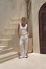 Leah White Red Contrast Stripe Trackpants