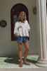 Little Palms Embroidered Green Tropical Lace Detail Blouse