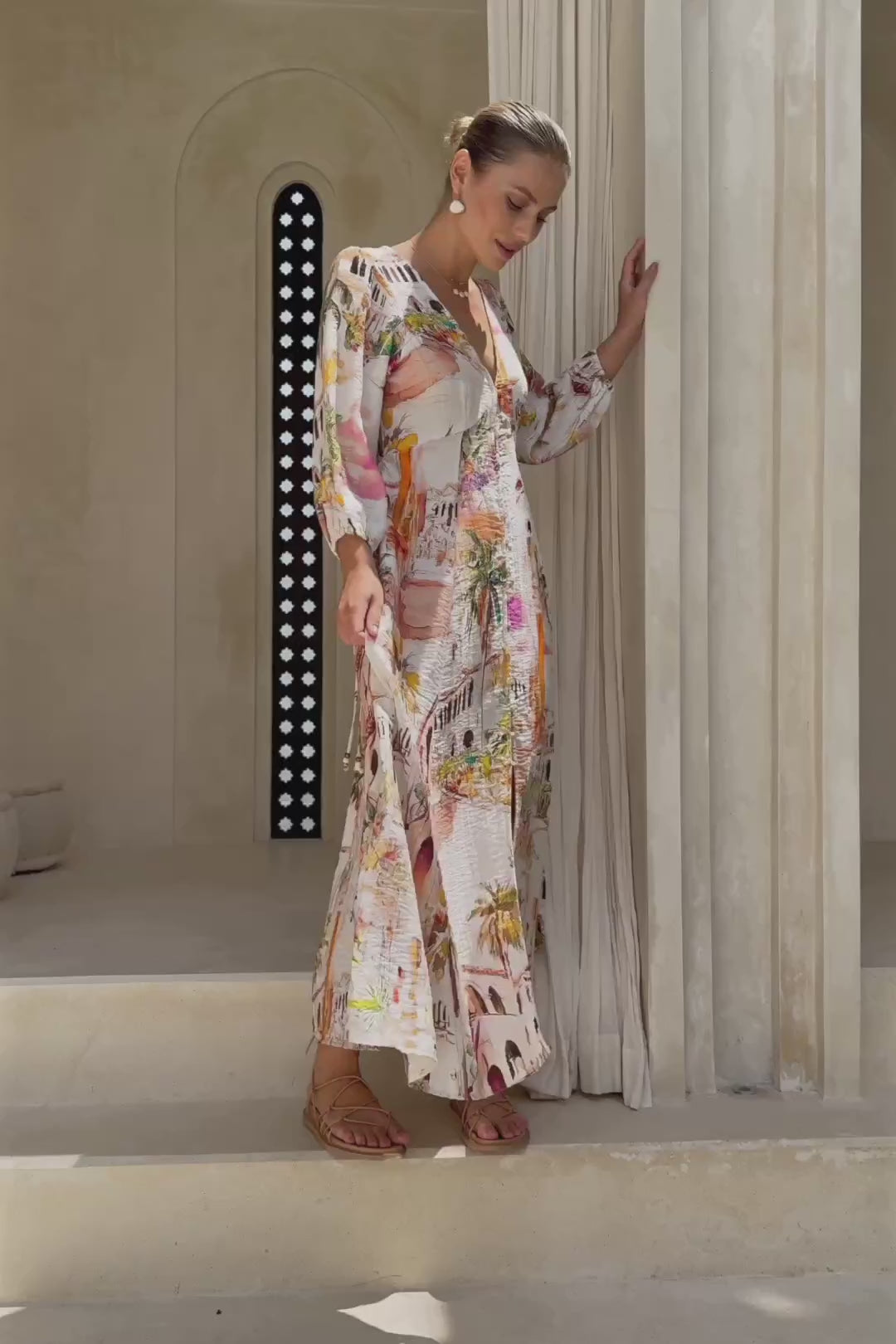 Isola Multicolour Tropical Button Maxi Dress