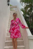 Chrisella Pink Floral Wrap Mini Dress