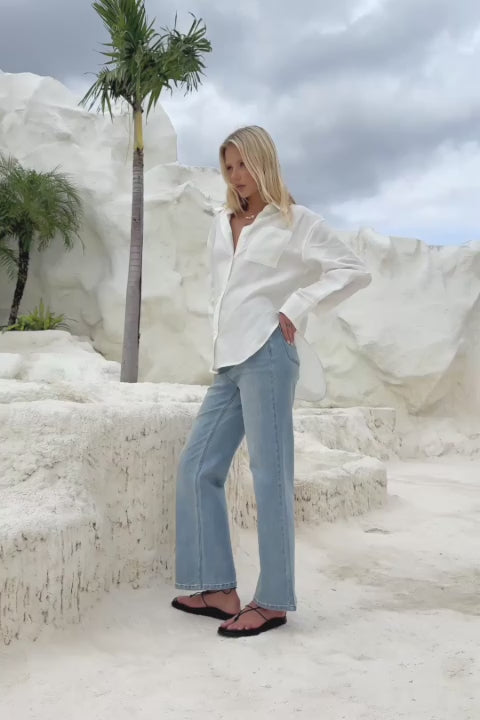 Eleina White Linen Blend Shirt