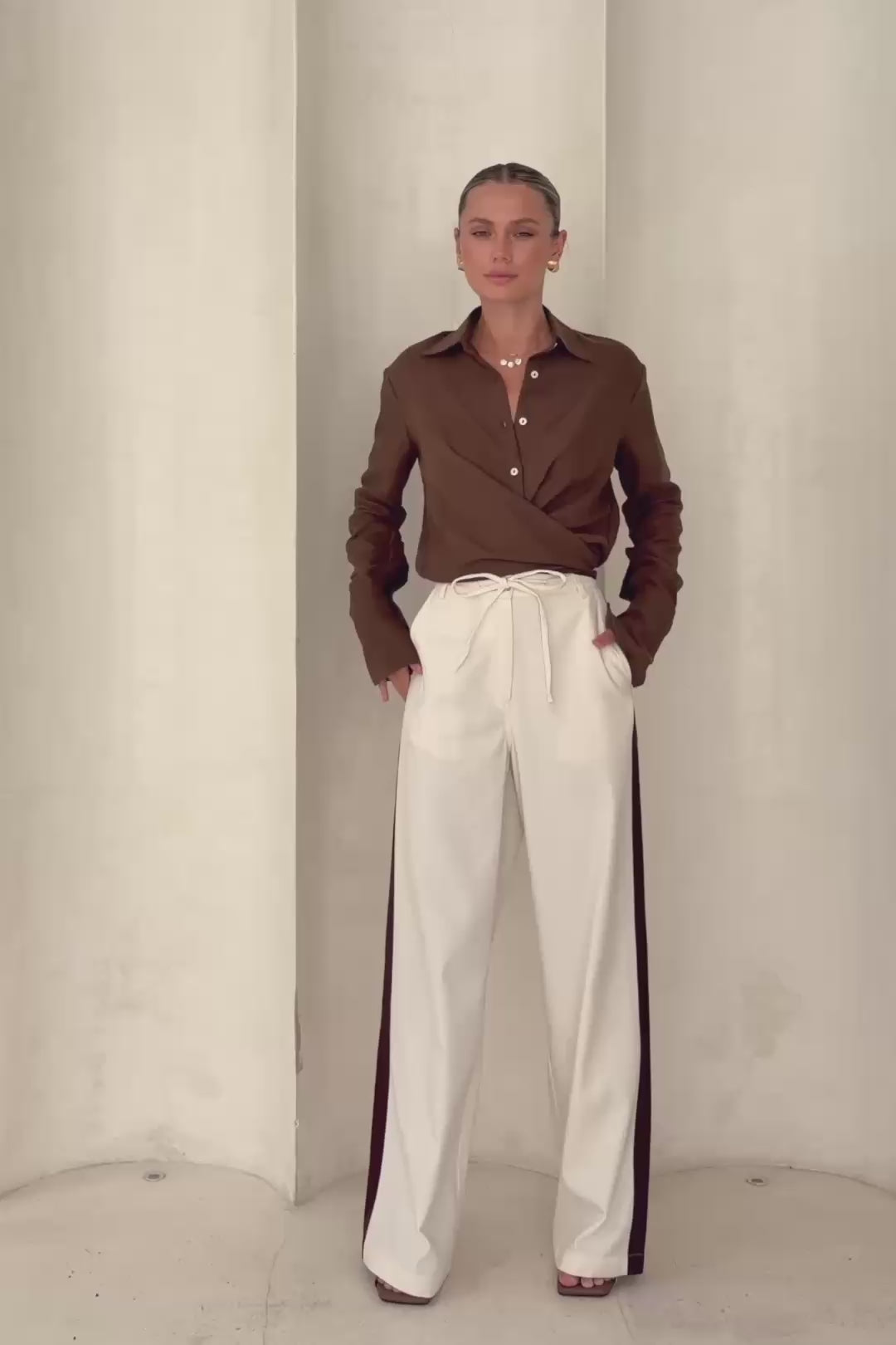Luma Brown Wrap Shirt