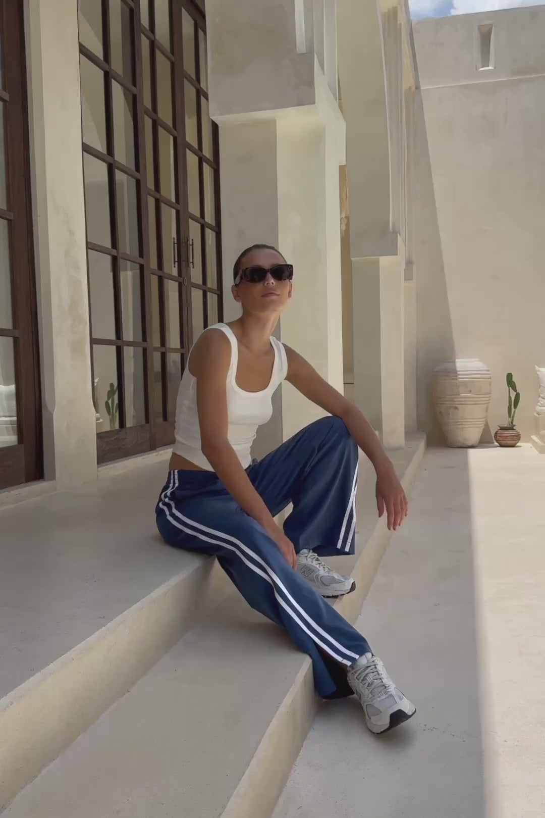 Leah Blue White Contrast Stripe Trackpants