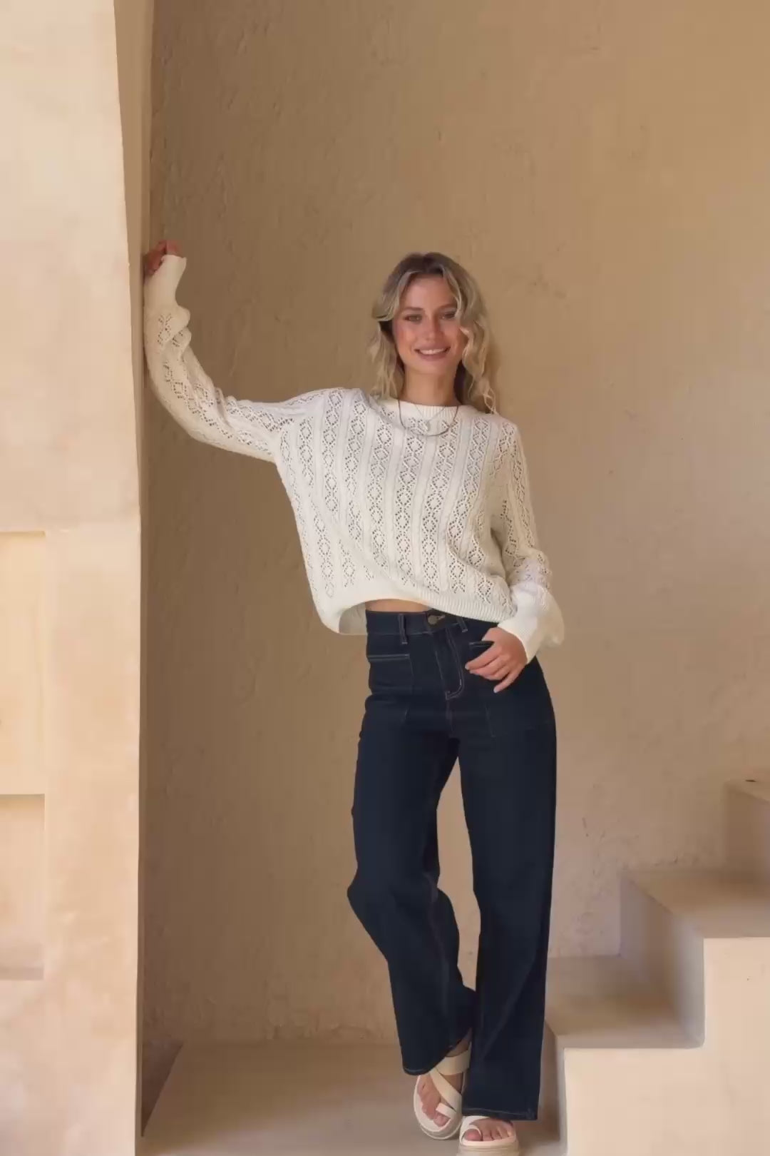 Kinsley White Pointelle Knit