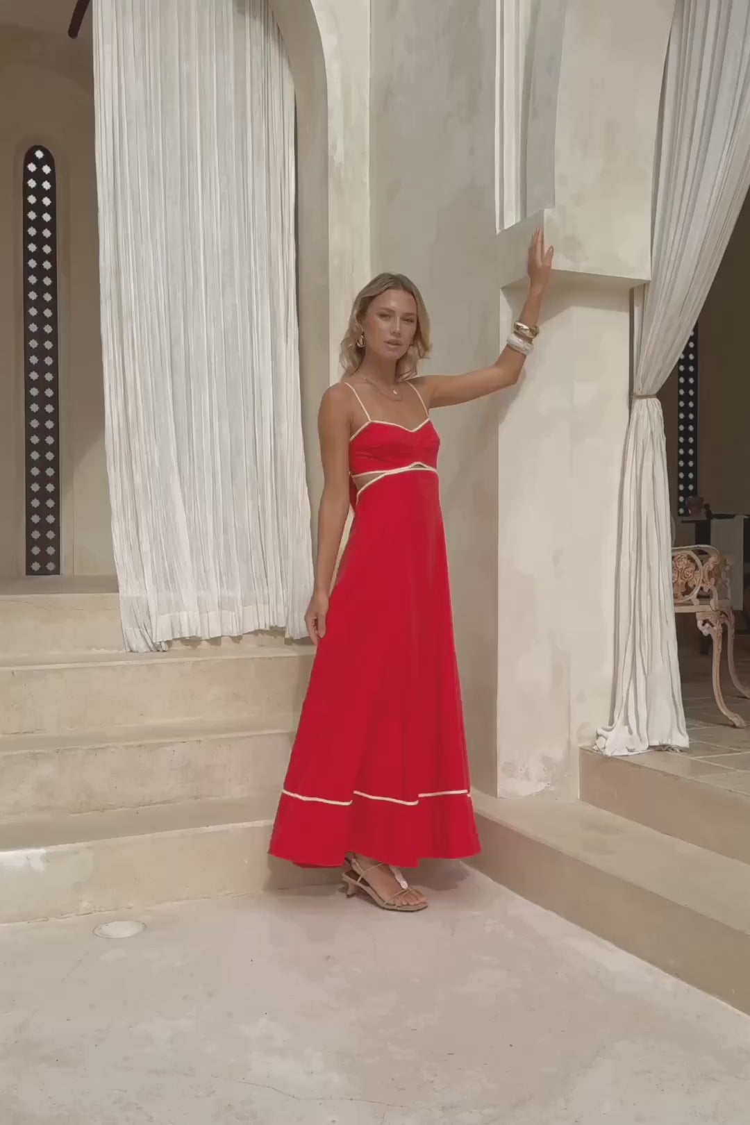 Aris Red Tie Back Maxi Dress