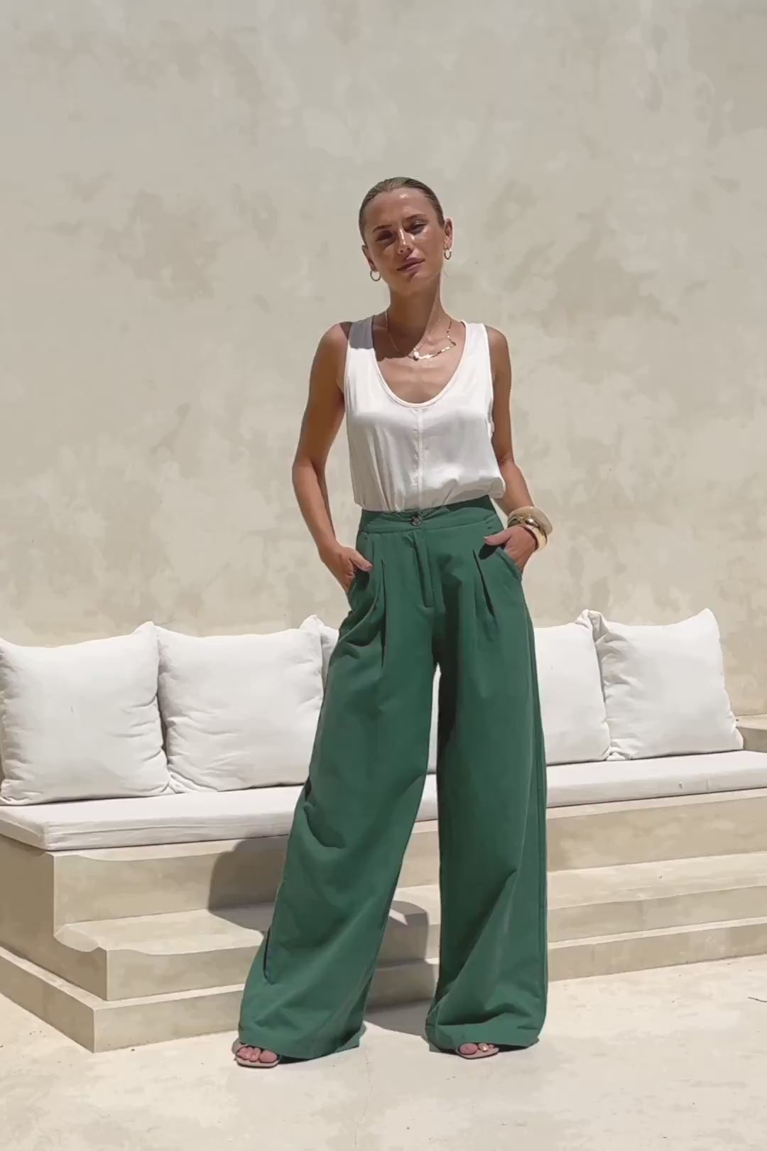 Maggie Forest Green Wide Leg Pants