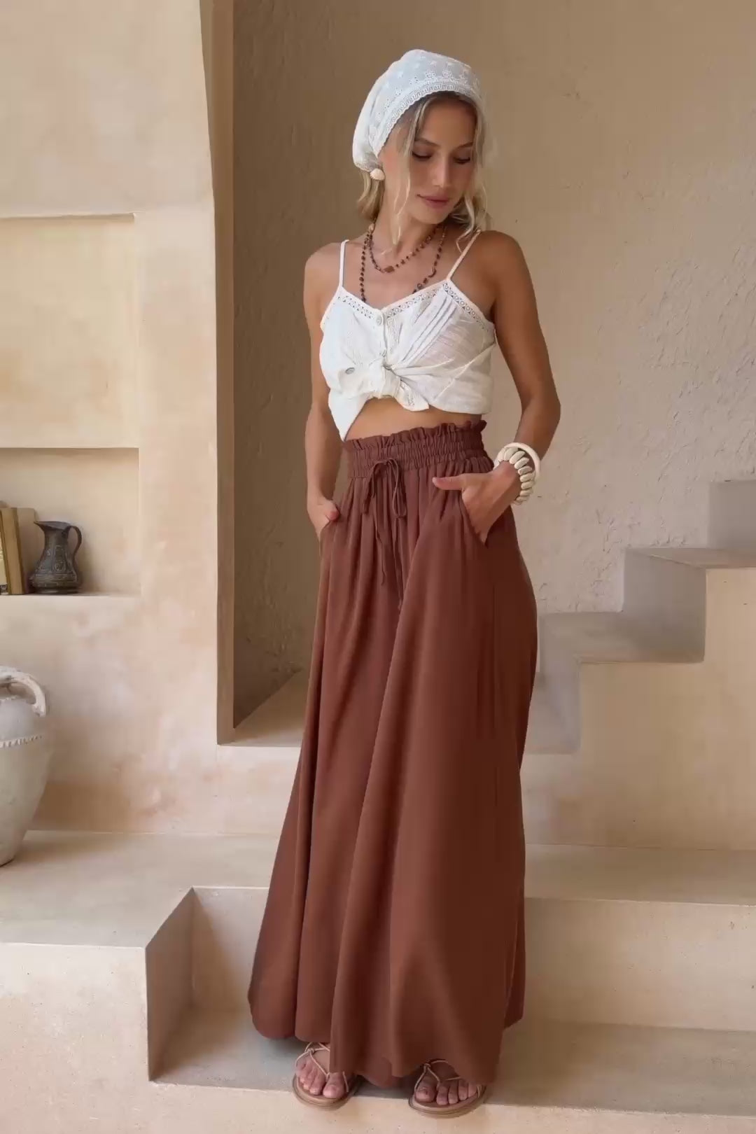 Aya Brown Wide Leg Pants