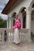 Chrisella Pink Floral Balloon Sleeve Blouse