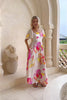 Jacinta Pink Floral Flared Sleeve Maxi Dress