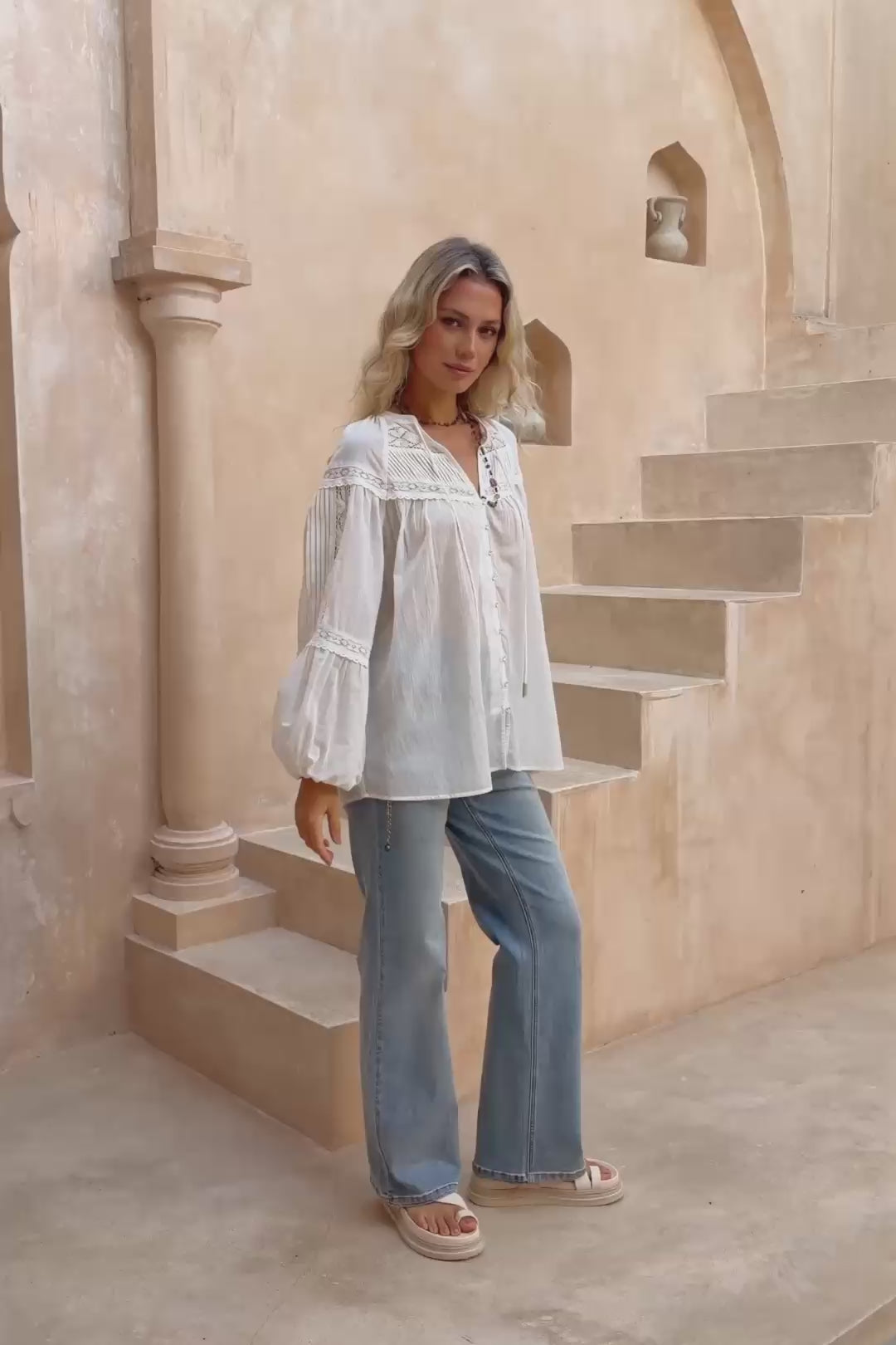 Jenelle Off-White Lace Blouse