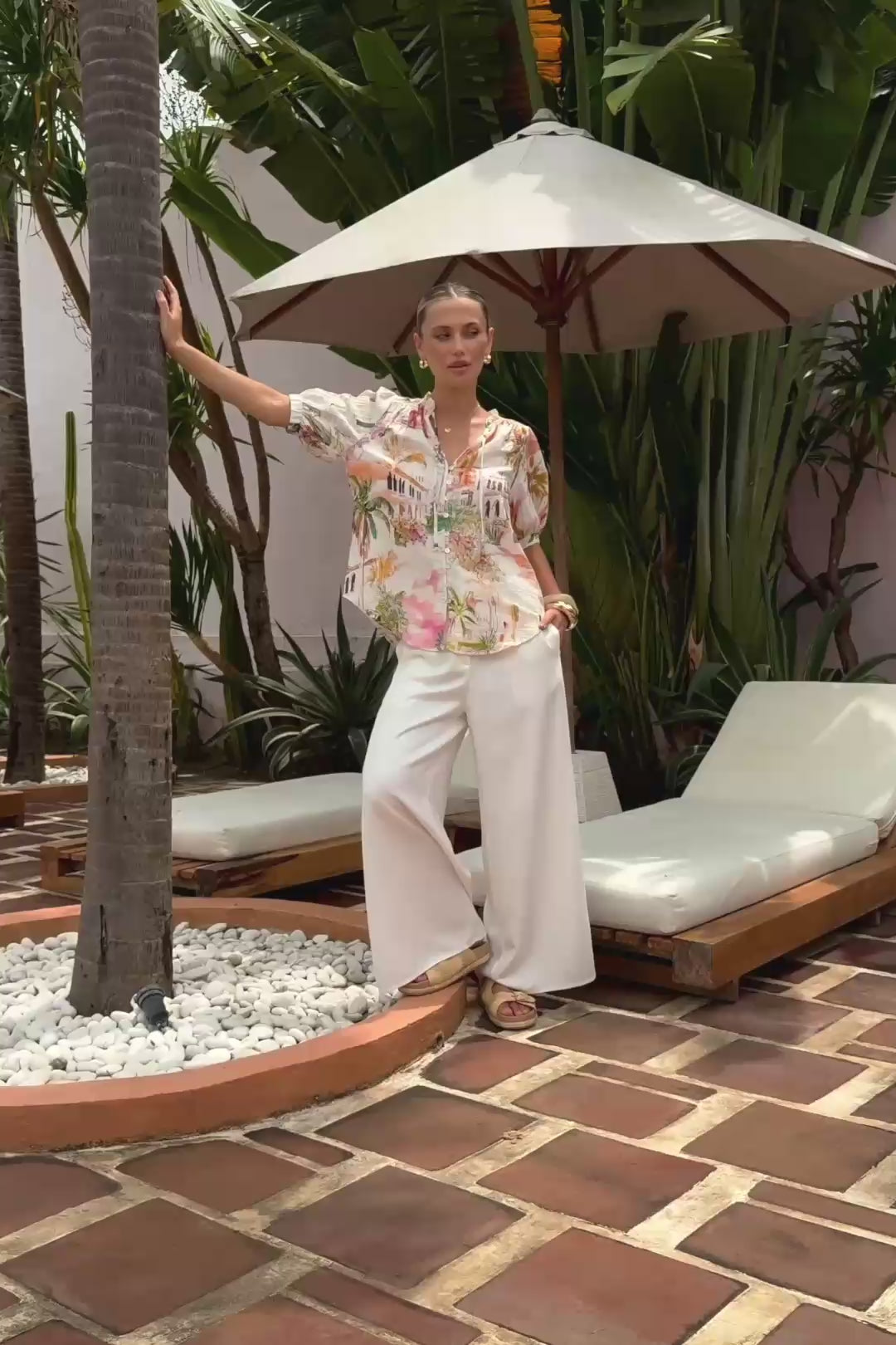 Isola Multicolour Tropical Puff Sleeve Blouse