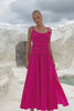Seline Hot Pink Ruched Detail Maxi Dress