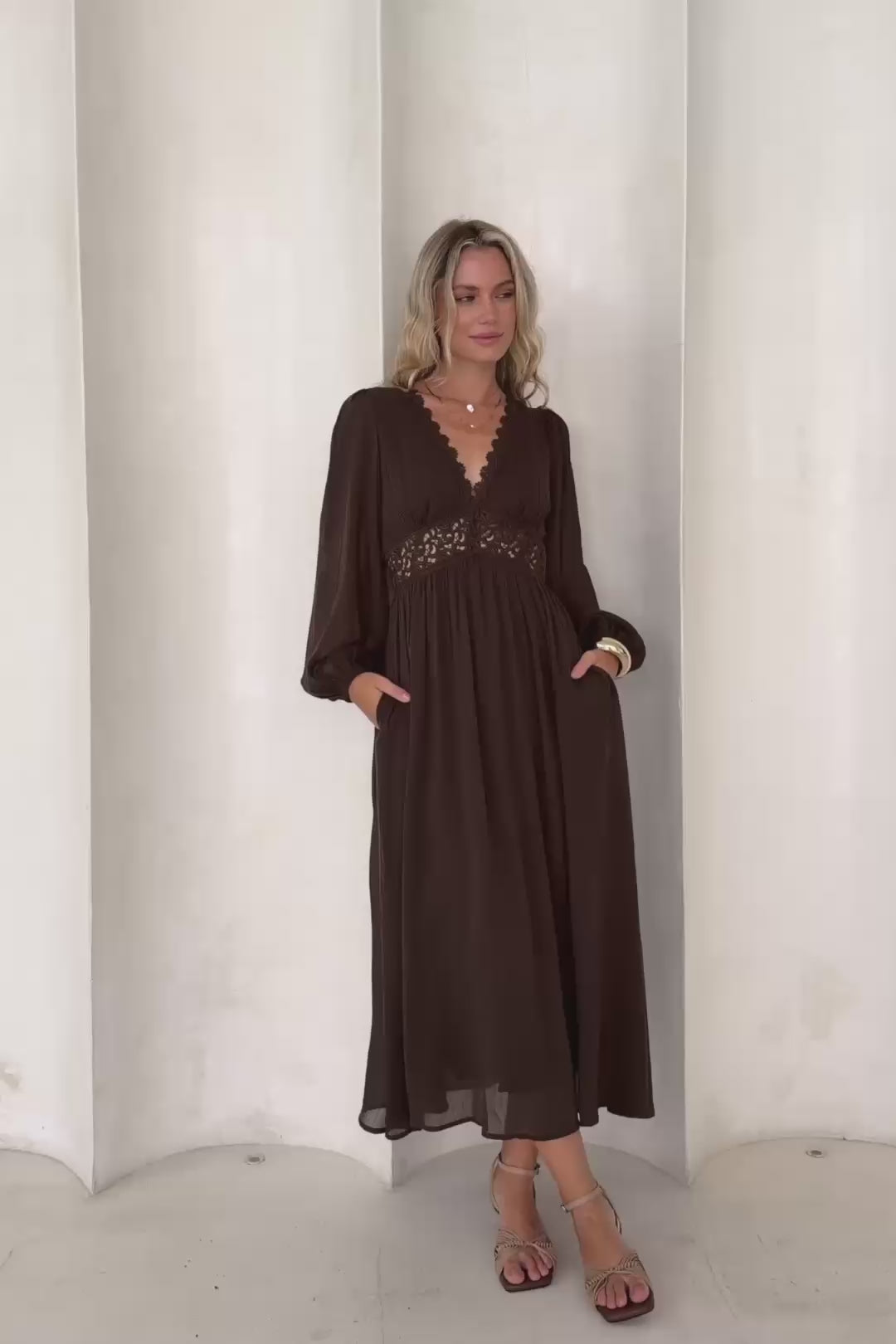 Brienna Brown Maxi Dress