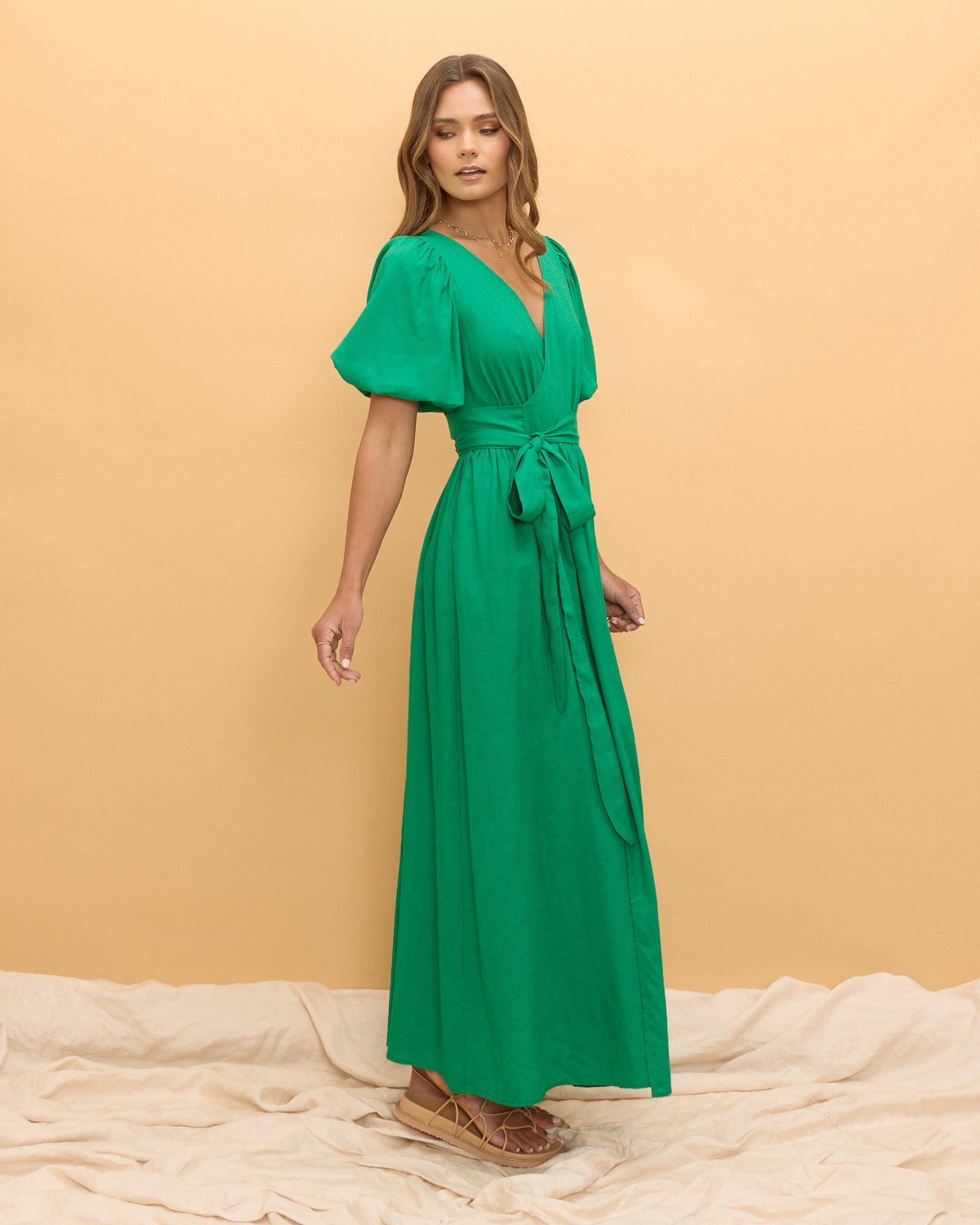Maxine Green Wrap Maxi Dress