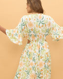 Leia Green Floral Cut Out Midi Dress