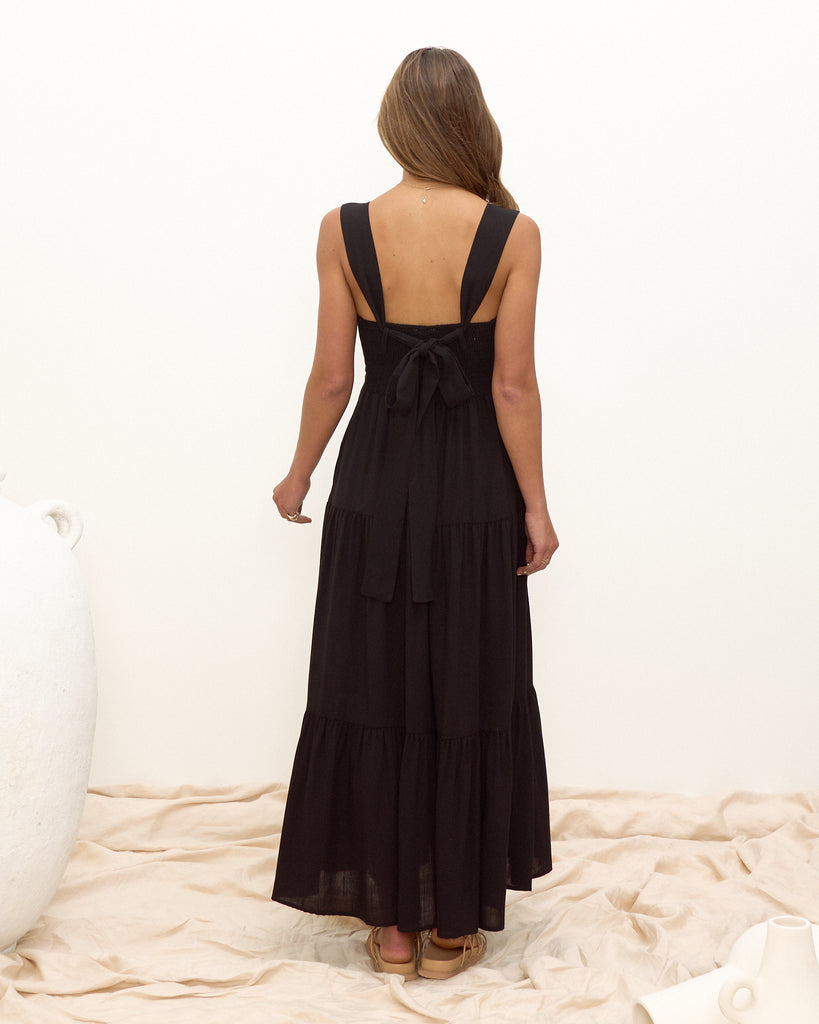 Mystic Black COTTON Tiered Dress