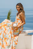 Noemi Orange Floral Maxi Dress