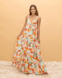 Noemi Orange Floral Maxi Dress