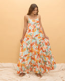Noemi Orange Floral Maxi Dress