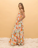 Noemi Orange Floral Maxi Dress