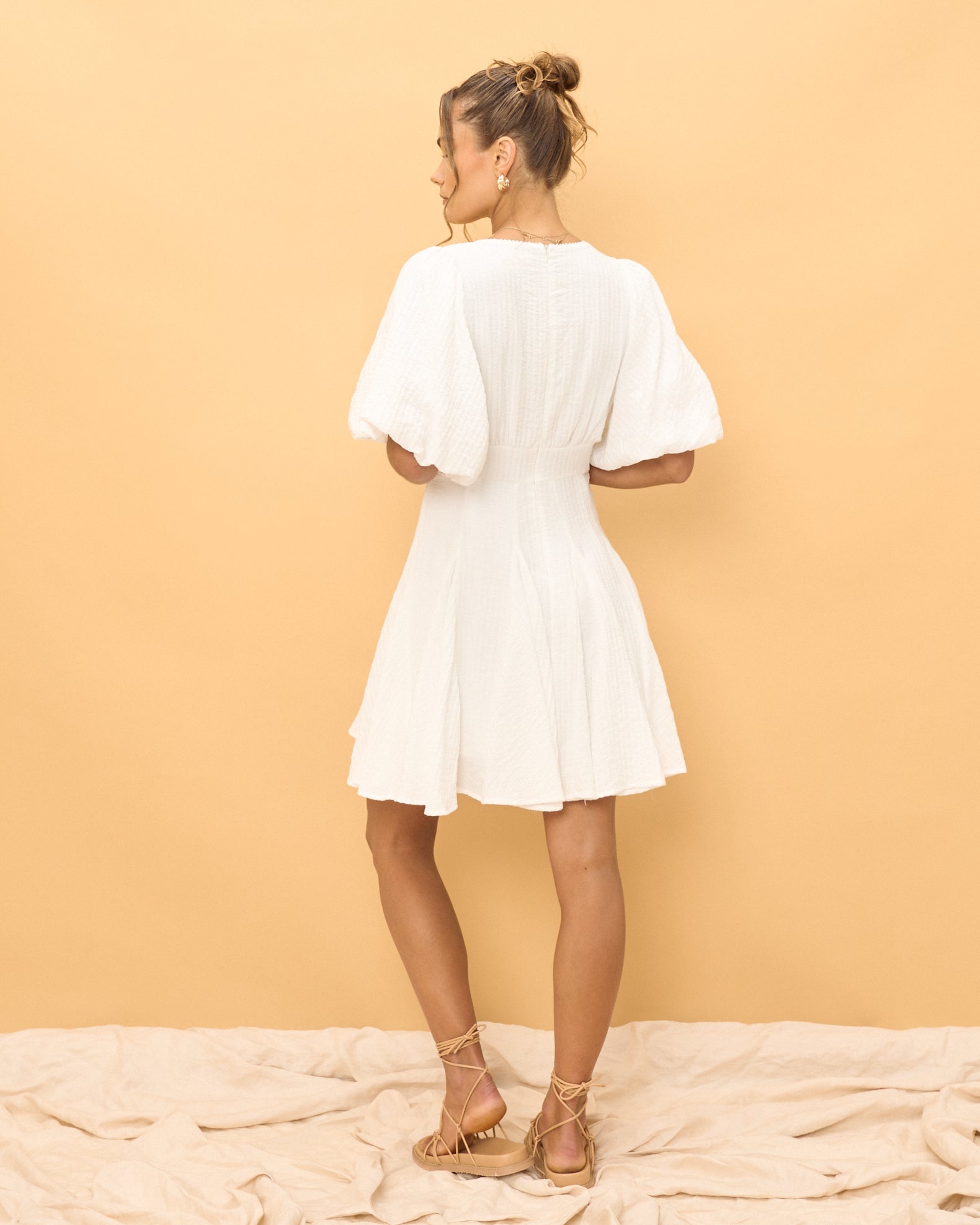 Wren White Godet Mini Dress