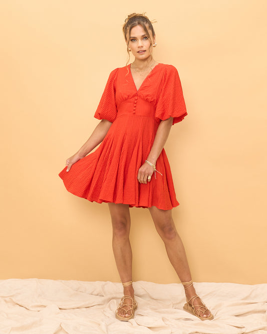 Mini Dress Godet Merah Gelatik