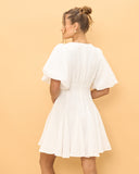 Wren White Waffle Godet Mini Dress