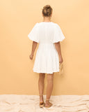 Gaun Mini Godet Wafel Putih Gelatik