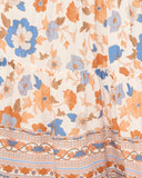 Sophia Orange Blue Floral Tiered Maxi Dress