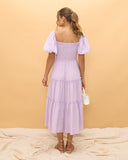 Gaun Midi Lengan Puff Thalia Lilac