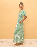Viridiana Green Floral Puff Sleeve Jumpsuit