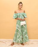 Viridiana Green Floral Puff Sleeve Jumpsuit