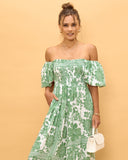 Viridiana Green Floral Puff Sleeve Jumpsuit