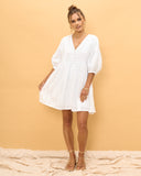 Luca White Button Down Mini Dress